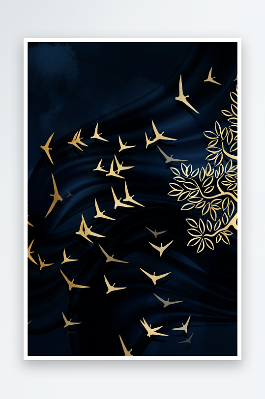 飞鸟轻奢艺术装饰画-众图网