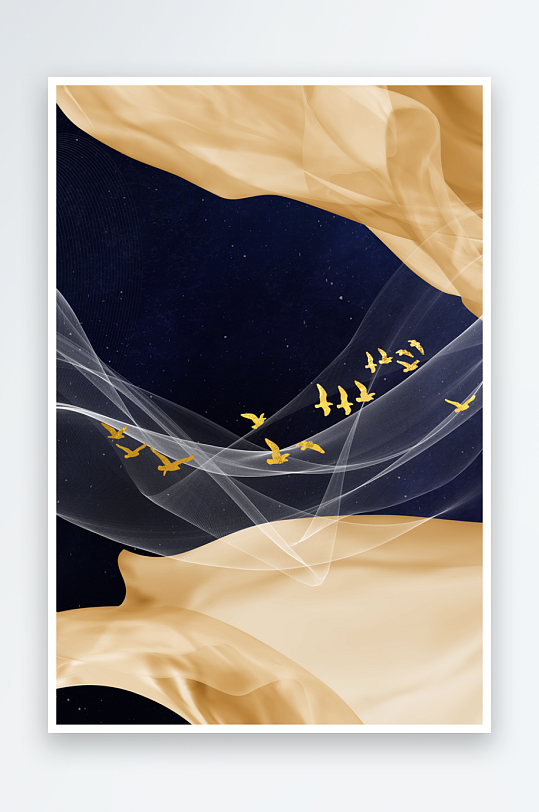 飞鸟轻奢艺术装饰画-众图网