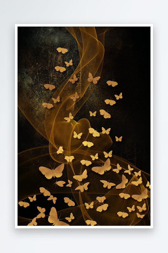 轻奢金色蝴蝶装饰画-众图网