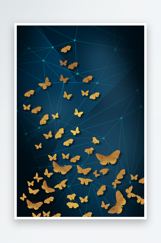 轻奢金色蝴蝶装饰画-众图网