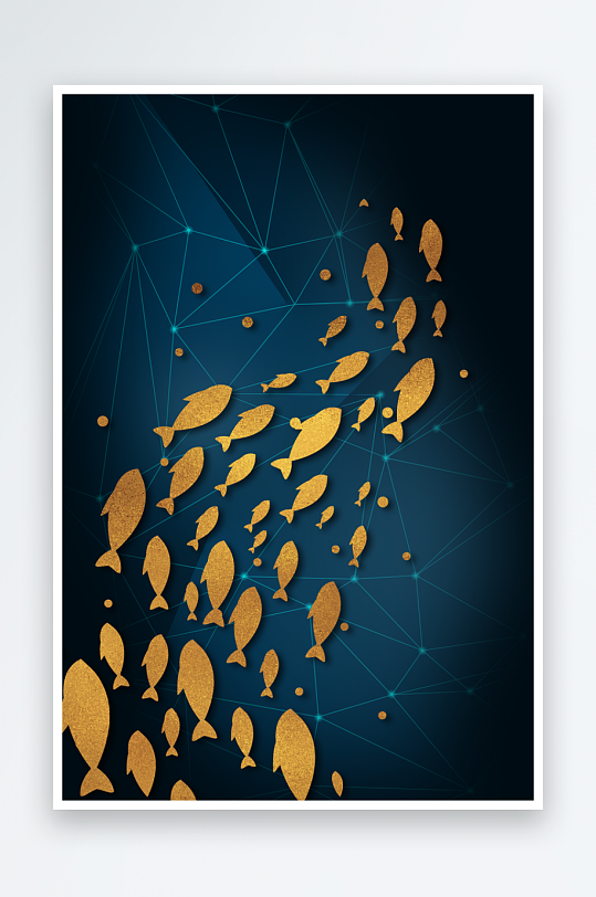 轻奢金色鱼群装饰画-众图网