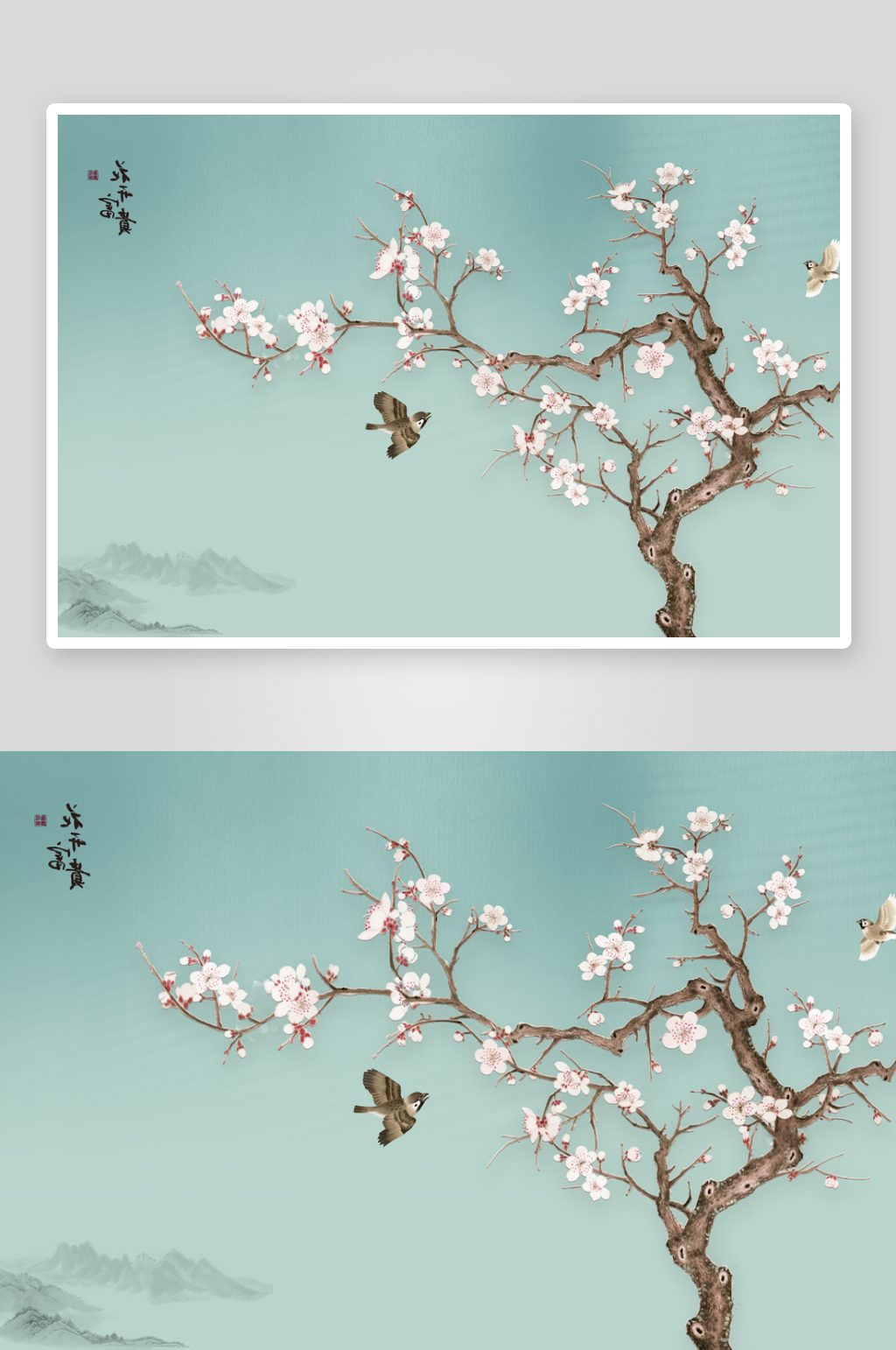 花枝花卉中式背景墻素材
