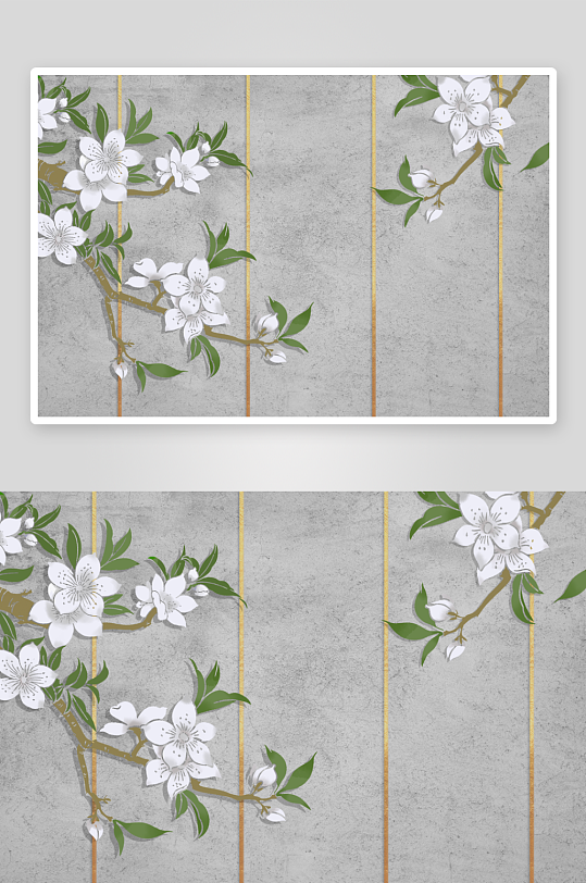 花枝花卉中式背景墻