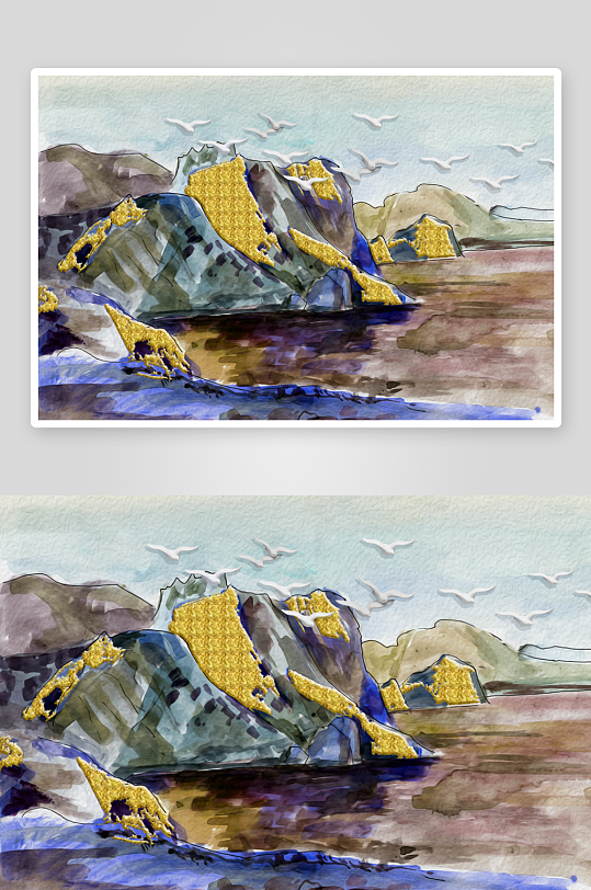 中式飞鸟风景画背景墙