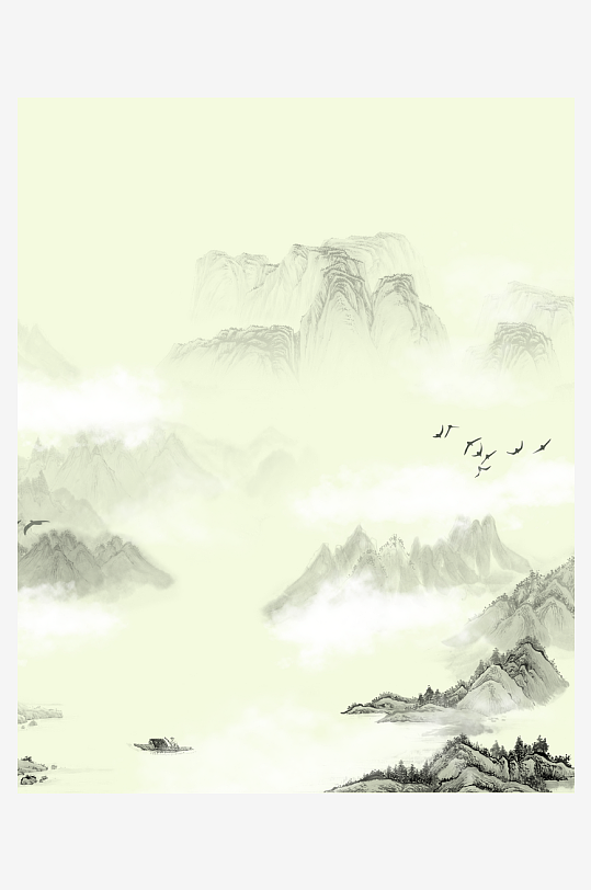 水墨山水风景画装饰画-众图网