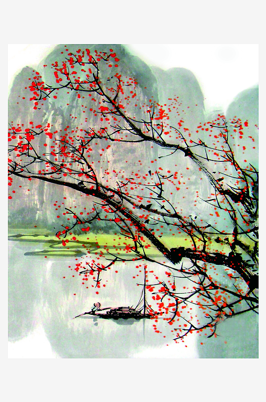 水墨山水风景画装饰画-众图网