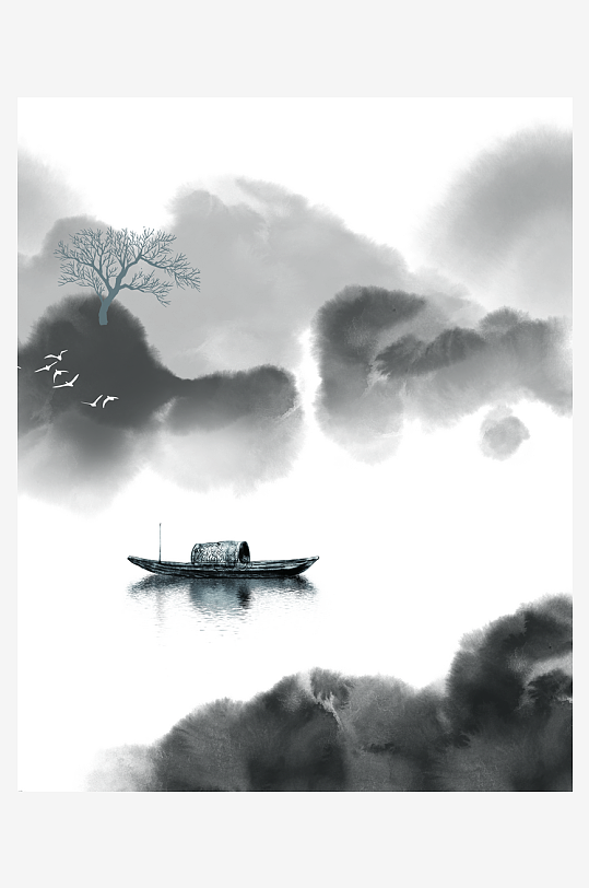 水墨山水风景画装饰画-众图网
