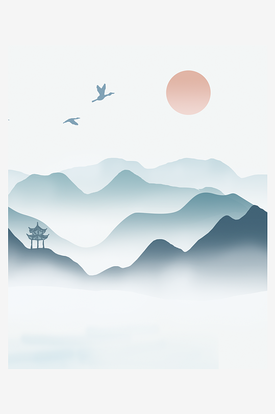 水墨山水风景画装饰画-众图网