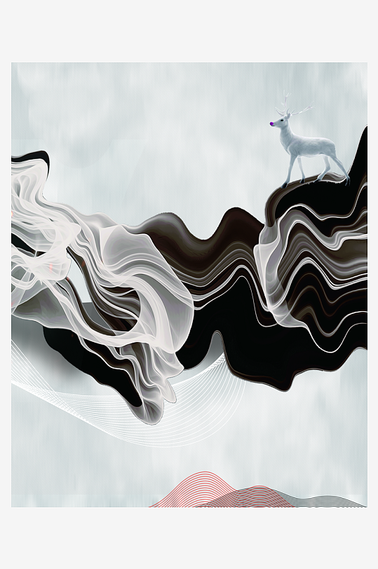 水墨山水风景画装饰画-众图网