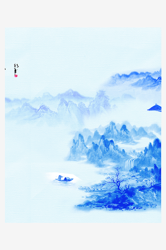 水墨中式山水风景画挂画-众图网