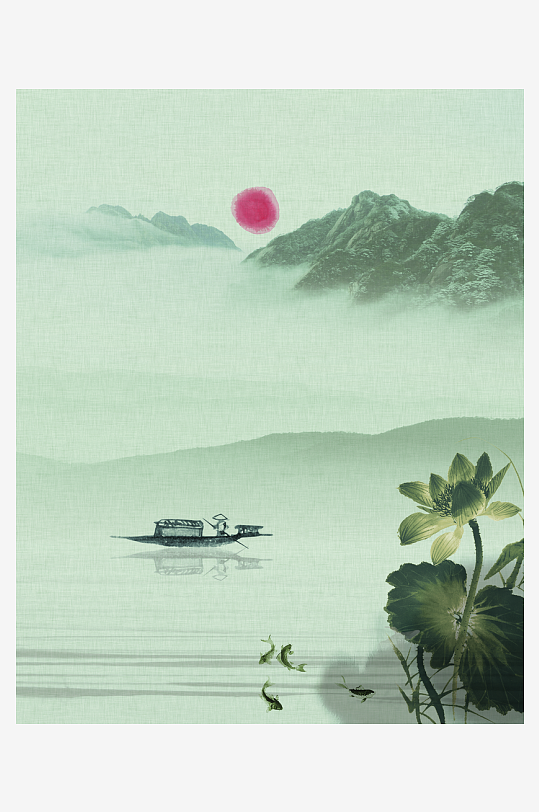 水墨中式山水风景画挂画-众图网