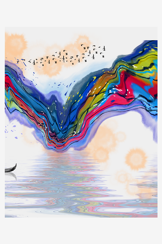 水墨中式山水风景画挂画-众图网