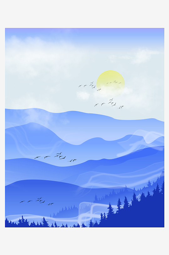 水墨中式山水风景画挂画-众图网