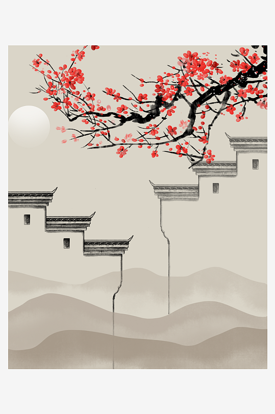 中式山水风景画装饰画-众图网