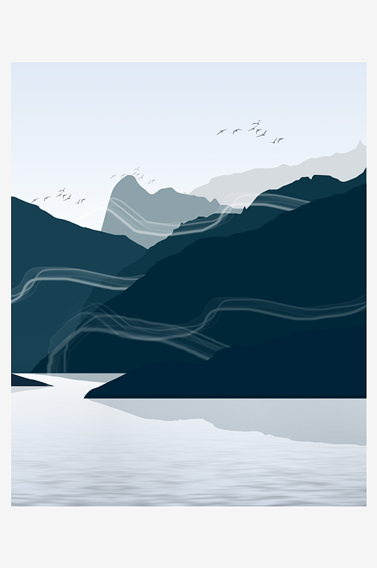 中式山水风景画装饰画-众图网