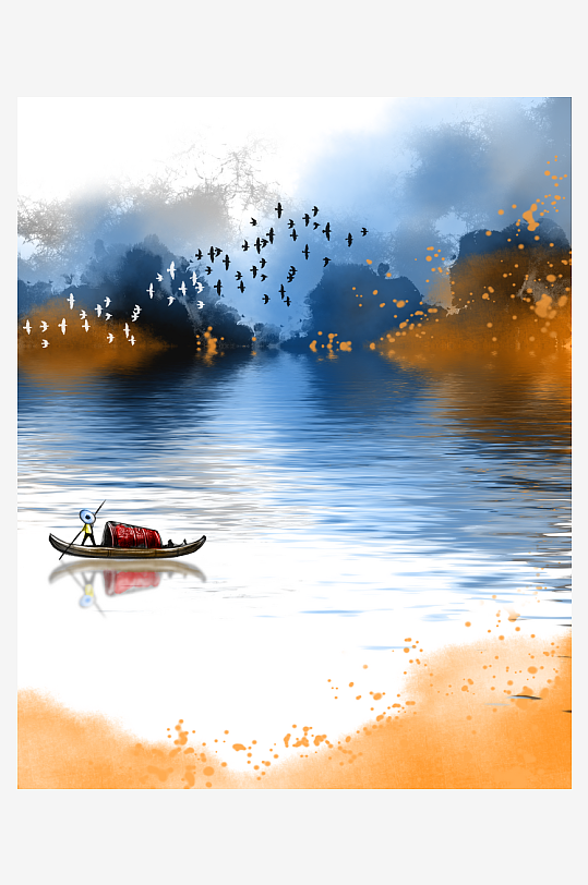 中式山水风景画装饰画-众图网