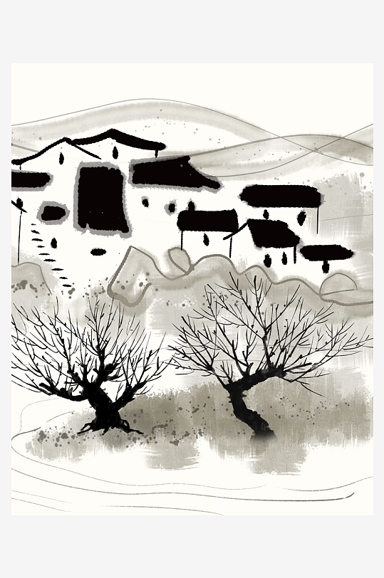 中式山水风景画装饰画-众图网