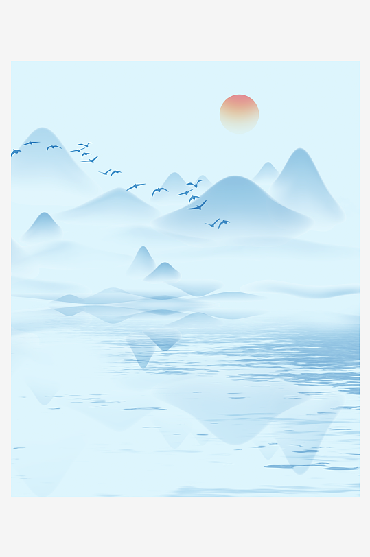 中式山水风景画装饰画-众图网