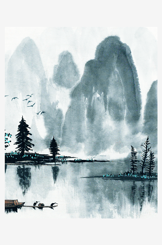 中式山水风景画装饰画-众图网