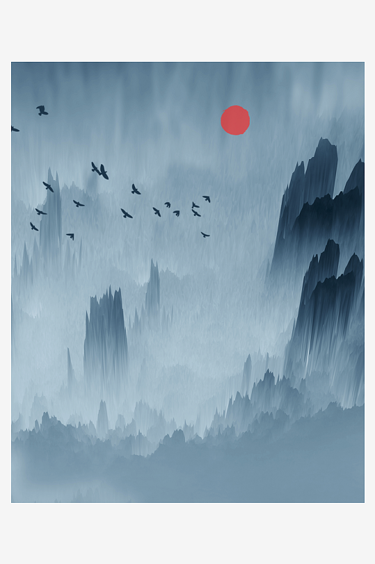 山水风景画中式挂画-众图网