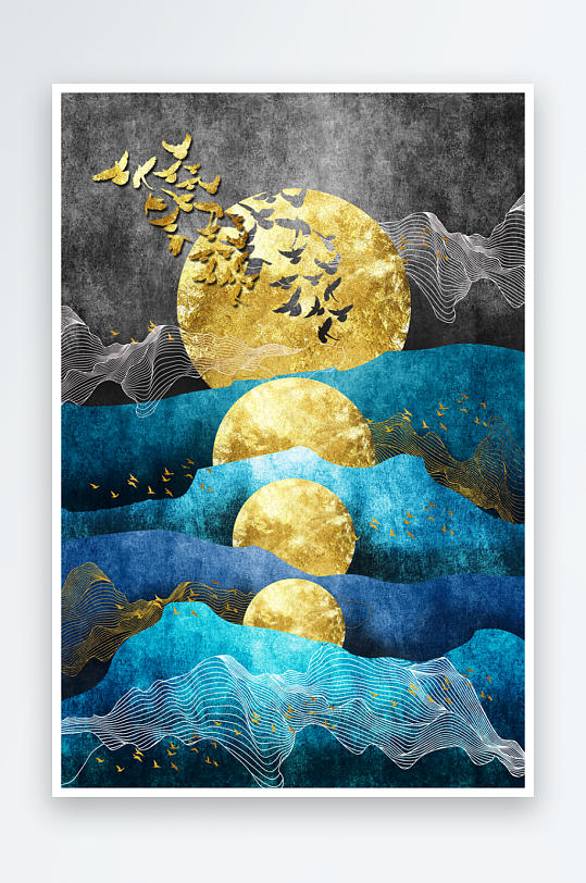 现代中式装饰画PSD模版-众图网