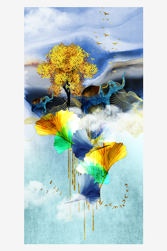 现代中式装饰画PSD模版-众图网