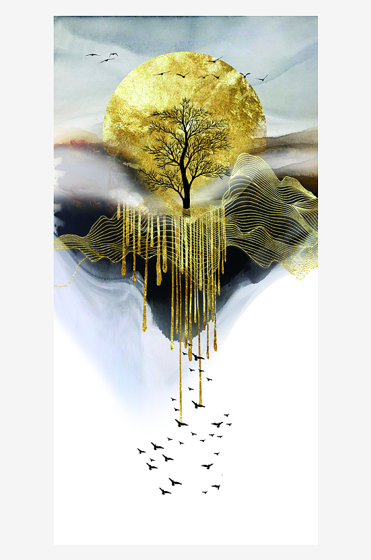 现代中式装饰画PSD模版-众图网