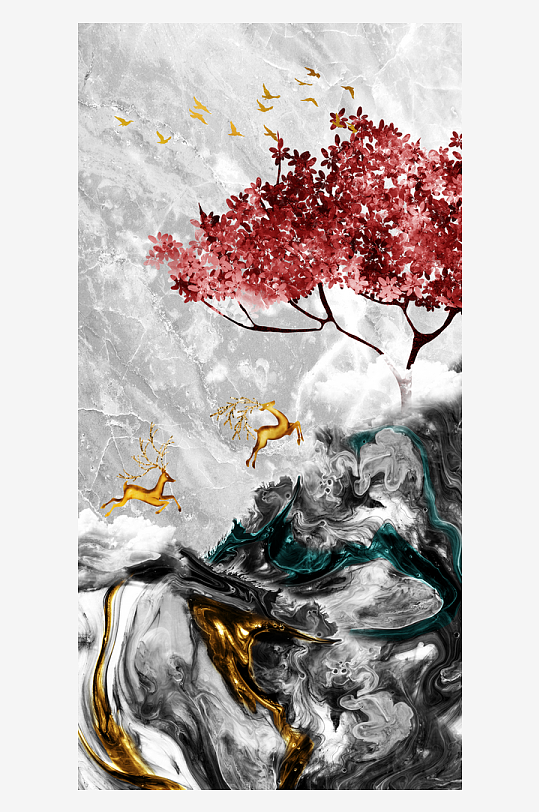 现代中式装饰画PSD模版-众图网