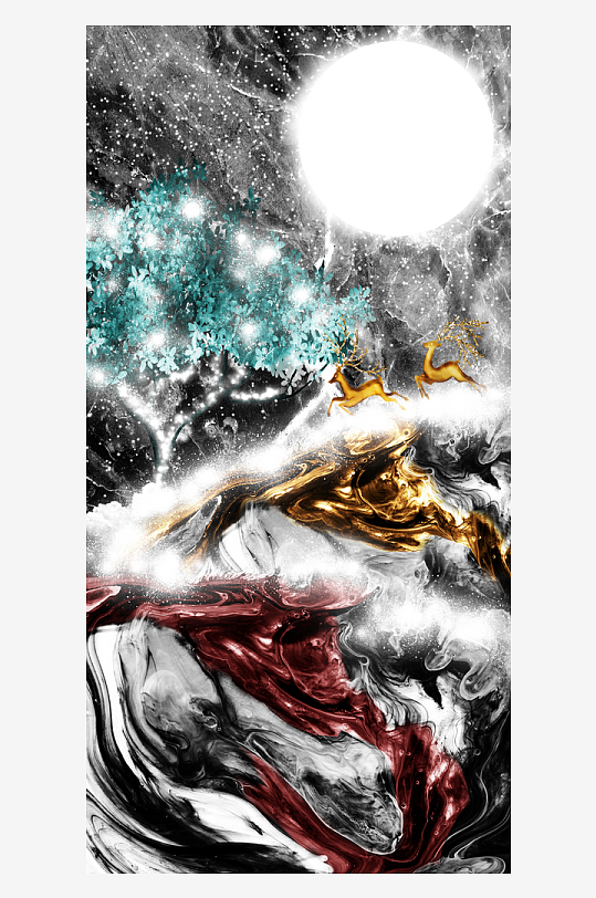 现代中式装饰画PSD模版-众图网