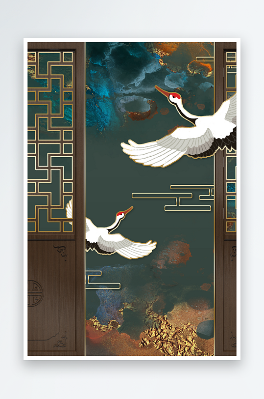 现代中式装饰画PSD模版-众图网
