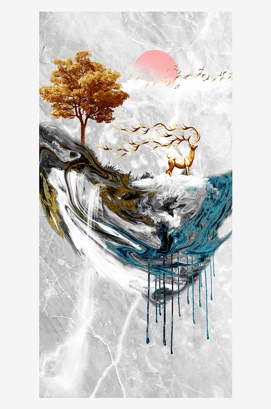 现代中式装饰画PSD模版-众图网