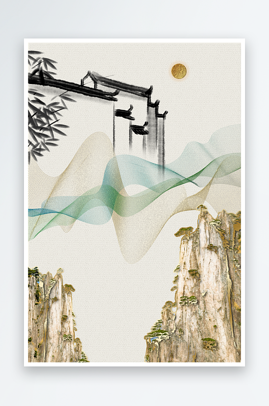 现代中式装饰画PSD模版-众图网