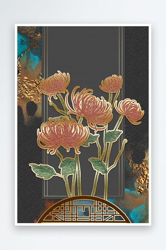 现代中式装饰画PSD模版-众图网