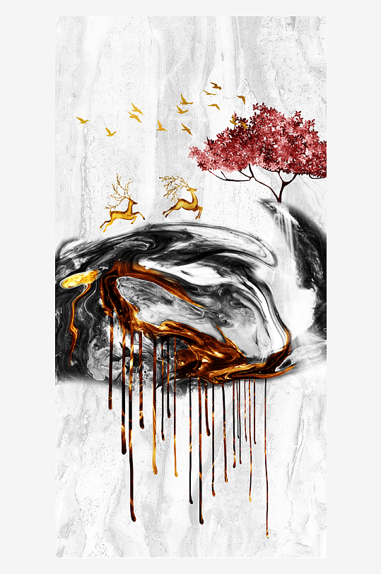 现代中式装饰画PSD模版-众图网