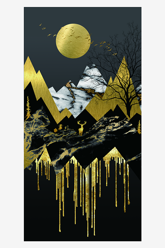 现代中式装饰画PSD模版-众图网