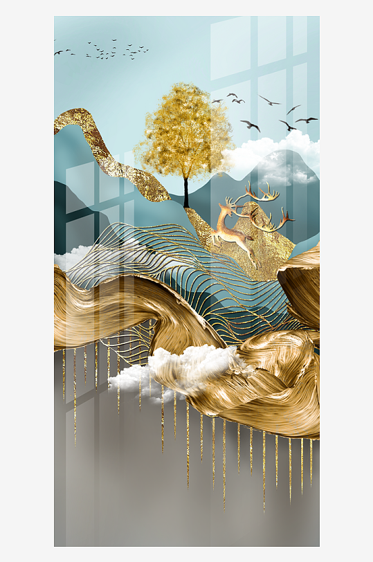 现代中式装饰画PSD模版-众图网