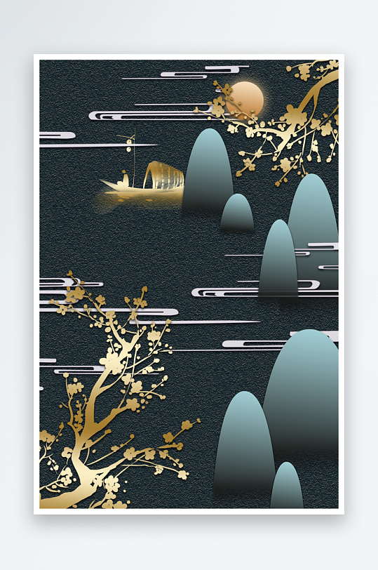 现代中式装饰画PSD模版-众图网