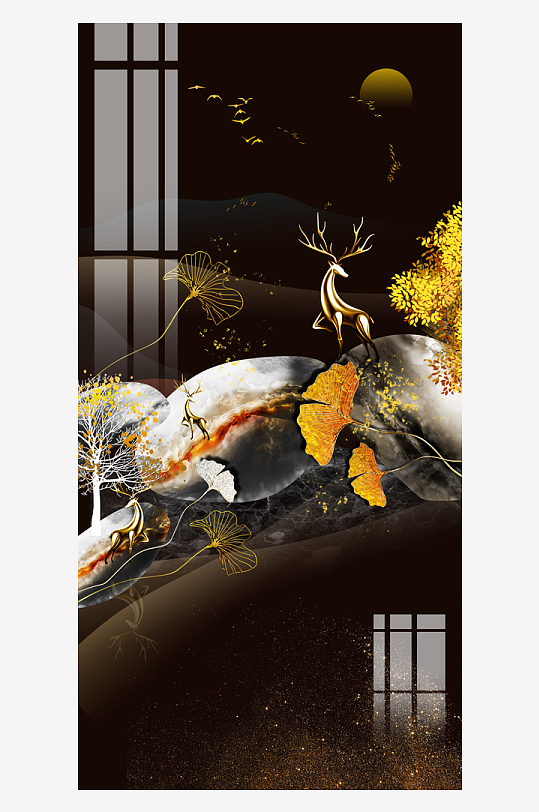 现代中式装饰画PSD模版-众图网