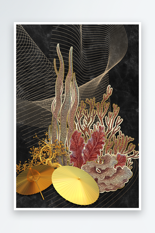 现代中式装饰画PSD模版-众图网