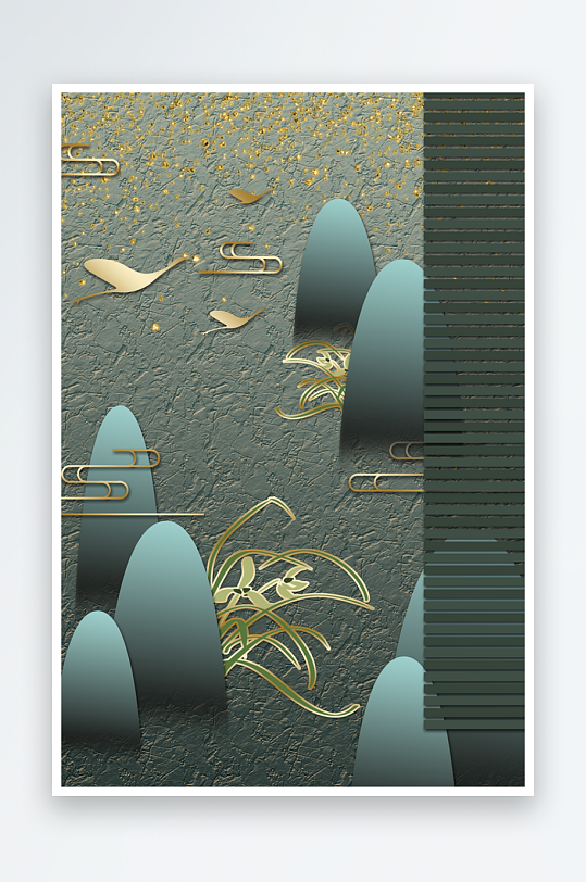 现代中式装饰画PSD模版-众图网