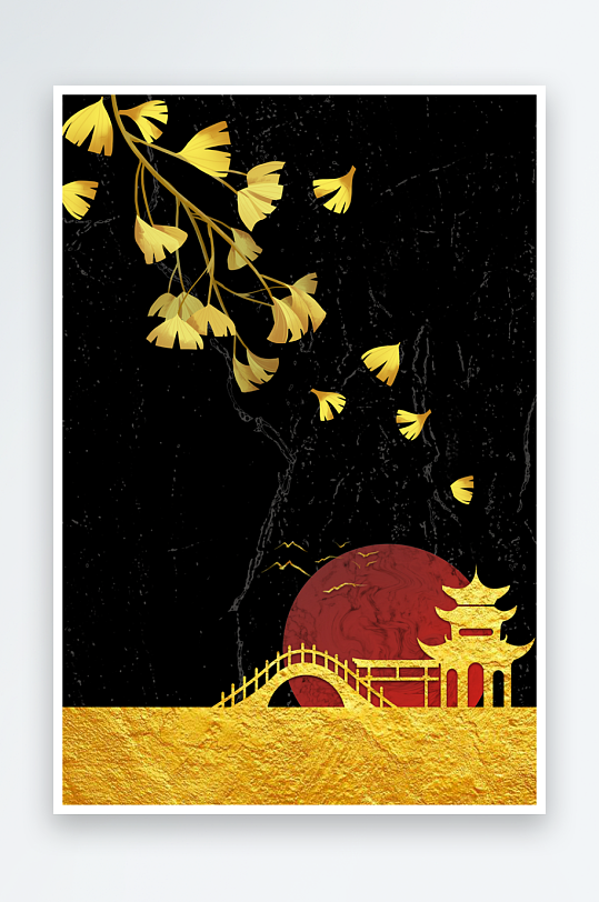 现代中式装饰画PSD模版-众图网