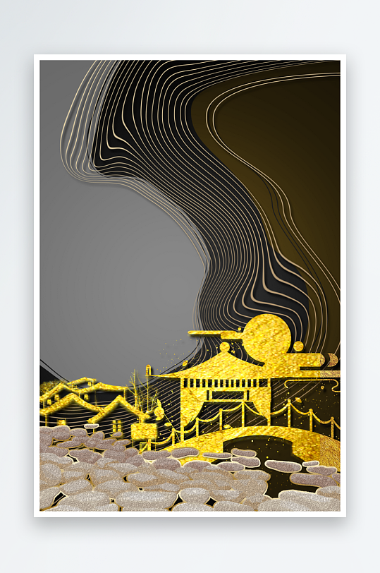 现代中式装饰画PSD模版-众图网