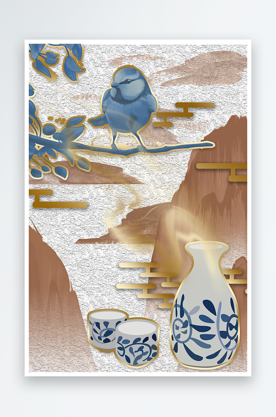 现代中式装饰画PSD模版-众图网