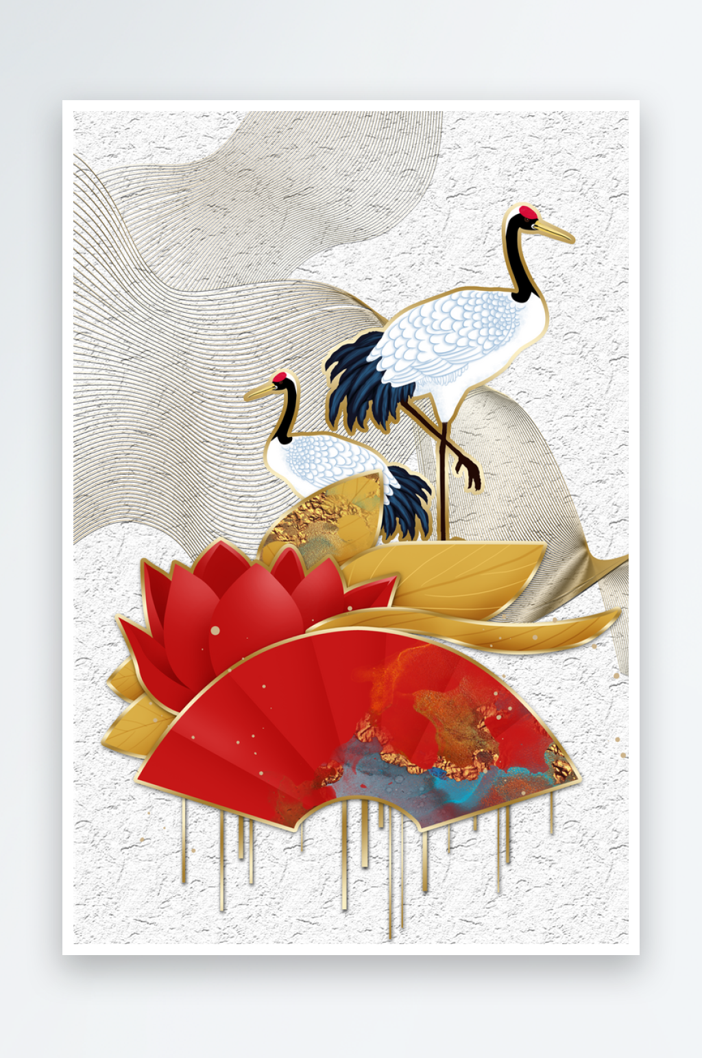 现代中式装饰画PSD模版素材