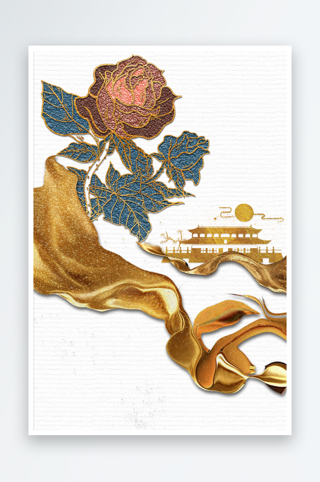 现代中式装饰画PSD模版素材