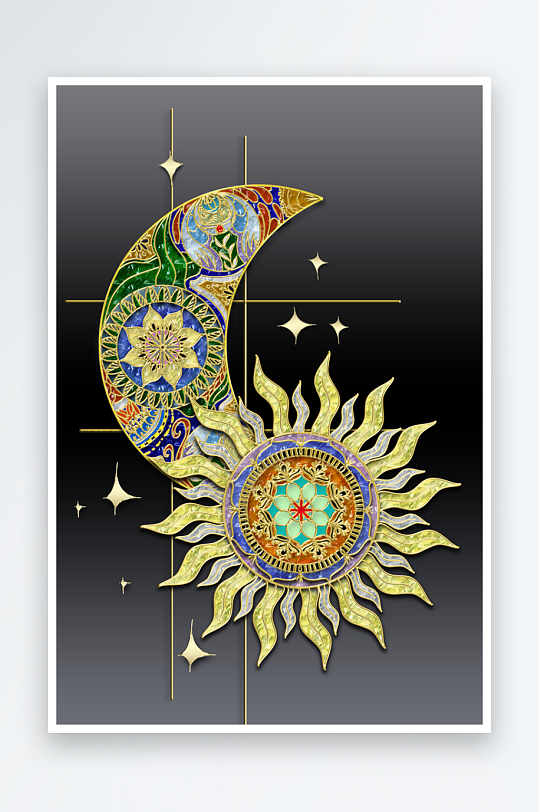 现代中式装饰画PSD模版-众图网