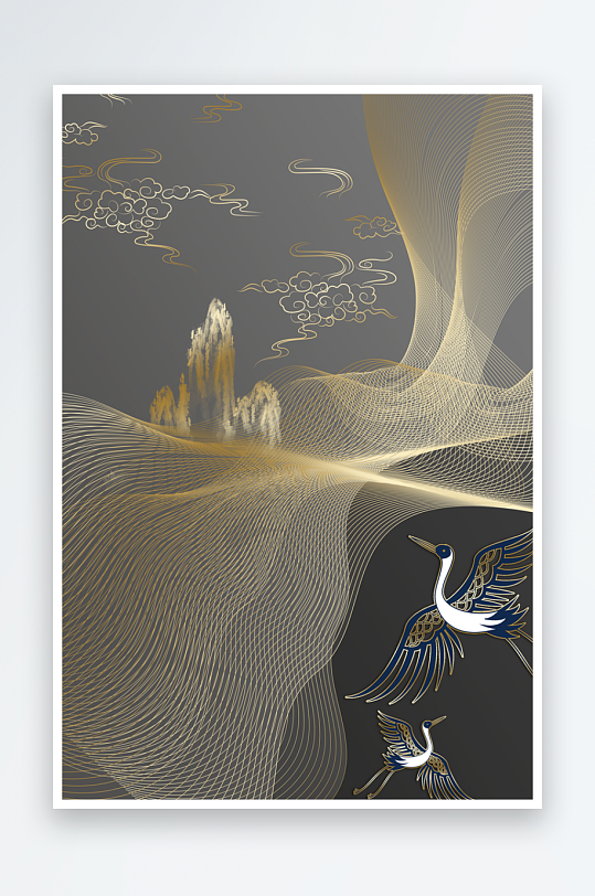 现代中式装饰画PSD模版-众图网