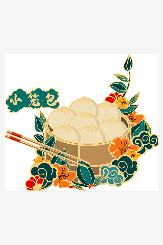 国潮风中国美食插画
