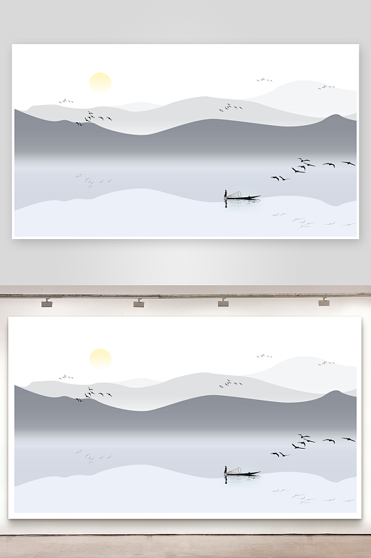 山水风景画中式装饰画挂画-众图网