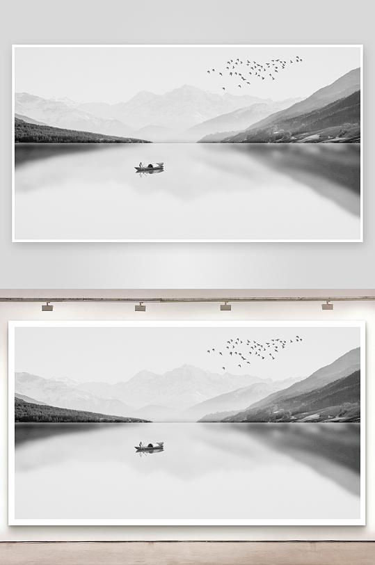 山水风景画中式装饰画挂画-众图网